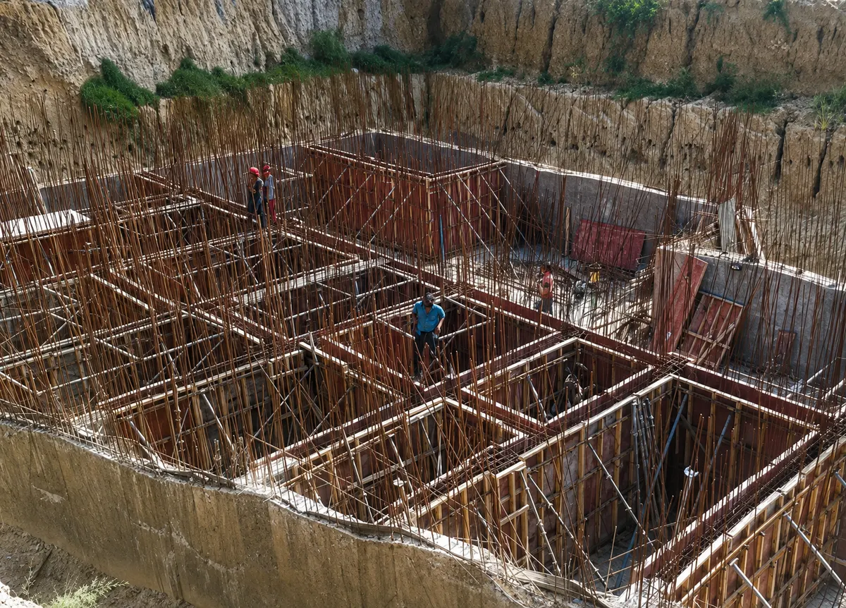 Current construction site progress view 8